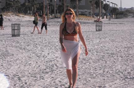 Debbie Kalichuk strolls the beach at Clearwater