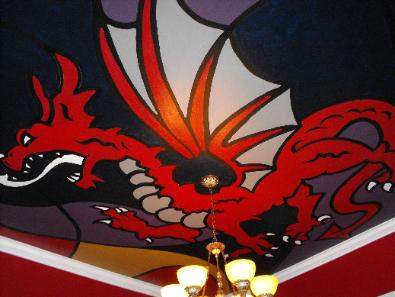 the completed dining room ceiling mural