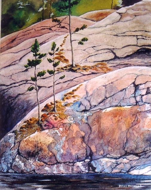 Granite shore watercolour on paper