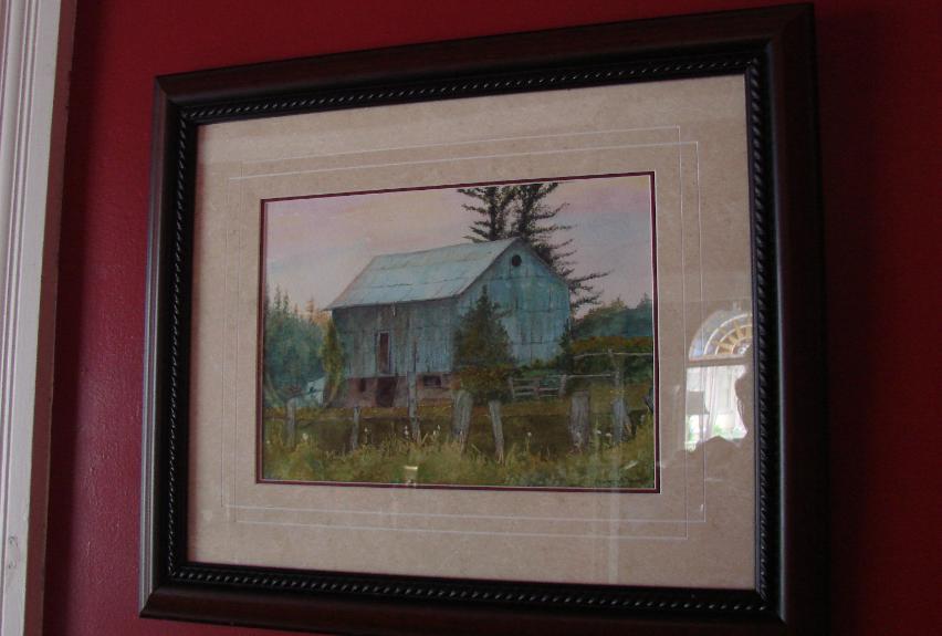 Framed Ontario barn painting by Dennis Kalichuk