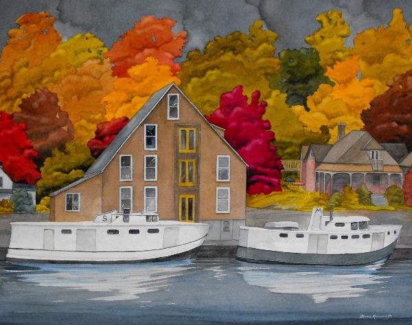 original watercolour Port Stanley by Dennis Kalichuk