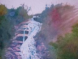original watercolour - Sunrise Waterfall