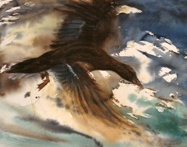 Female mallard watercolour painting by Dennis Kalichuk